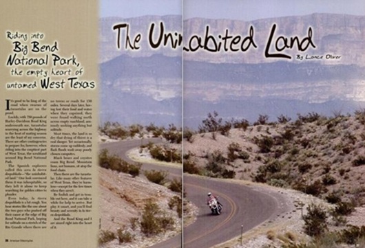 two-page spread of the feature article in the March 2005 issue of American Motorcyclist magazine
