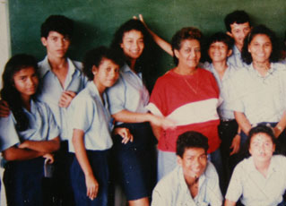 Teacher and students in Golfito, Costa Rica