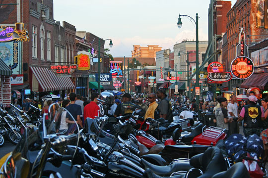 Ogling bikes on Beale Street