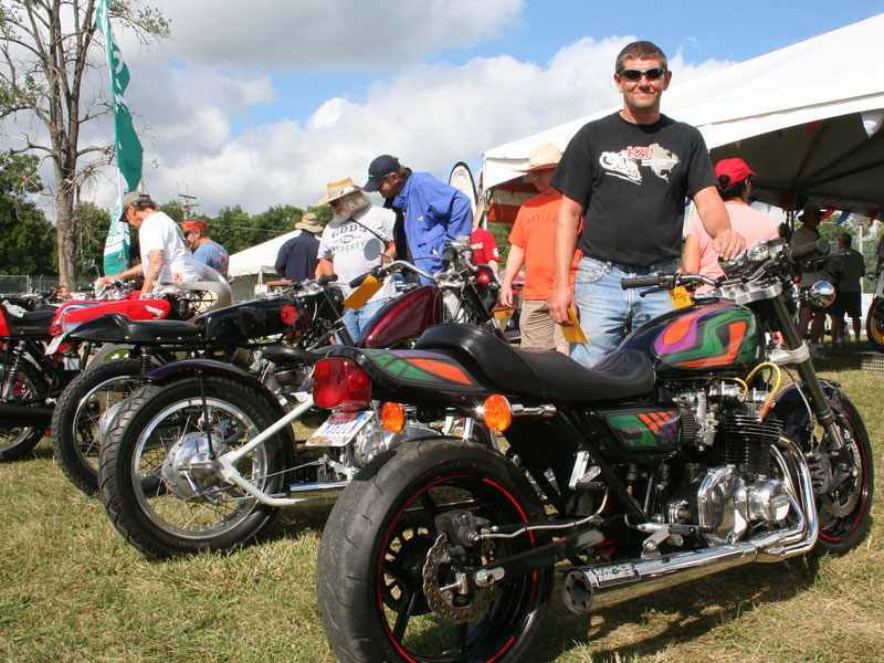 Les Holt and his custom Kawasaki