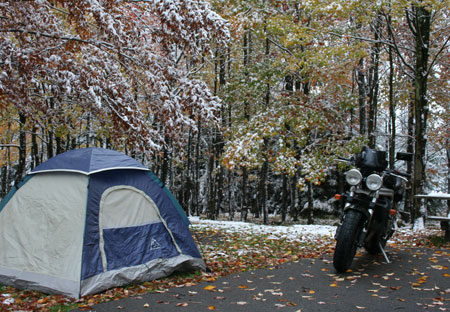 Speed Triple on a camping trip