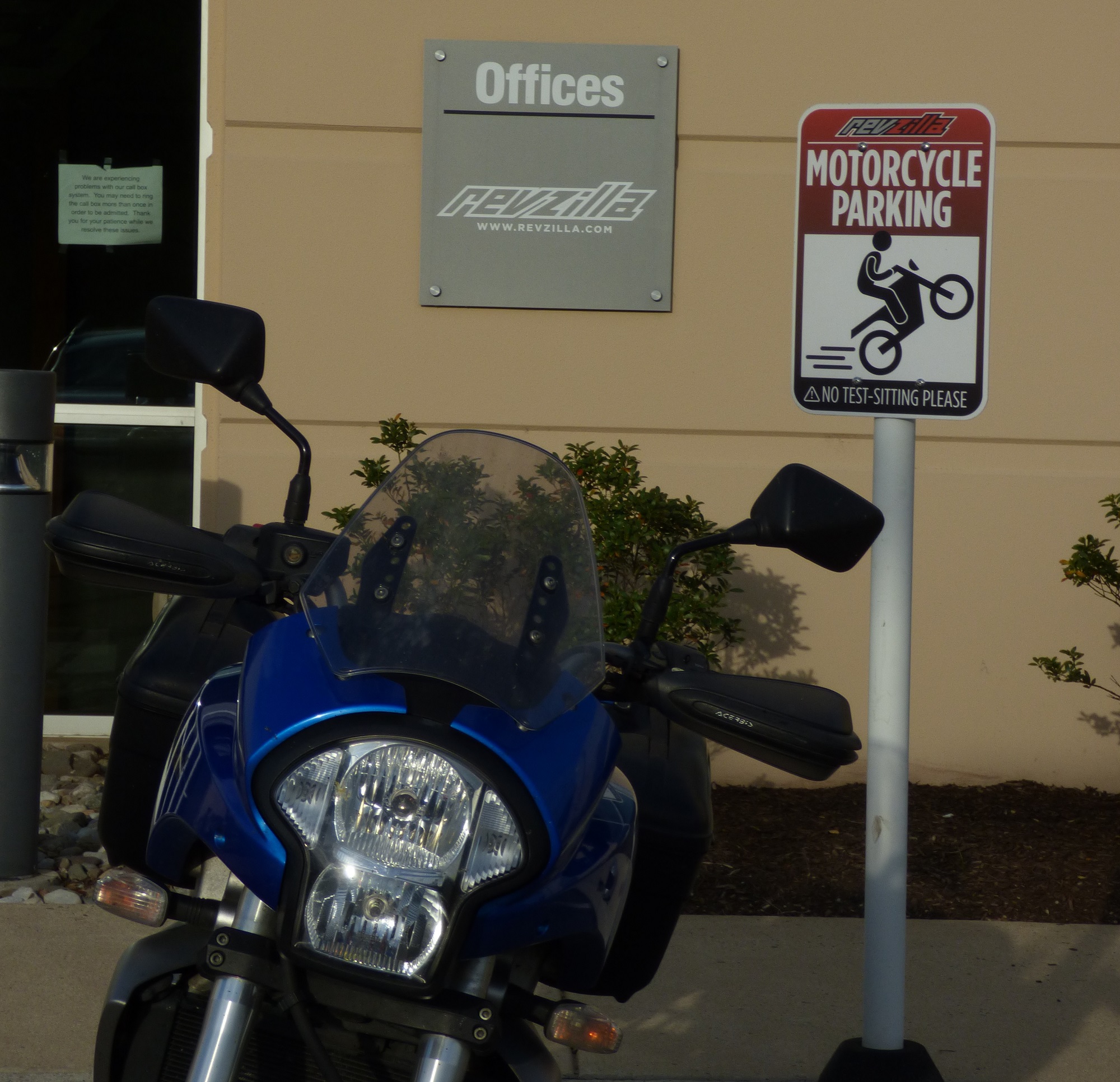 RevZilla motorcycle parking